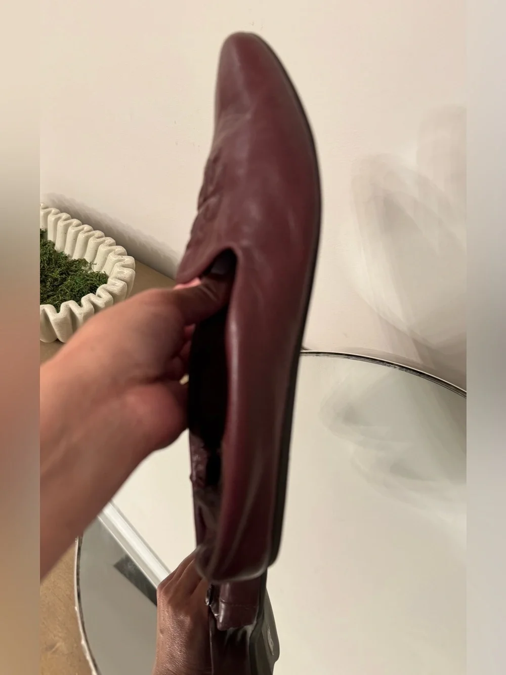 Tory Burch Burgundy Leather Logo Ballet Flats